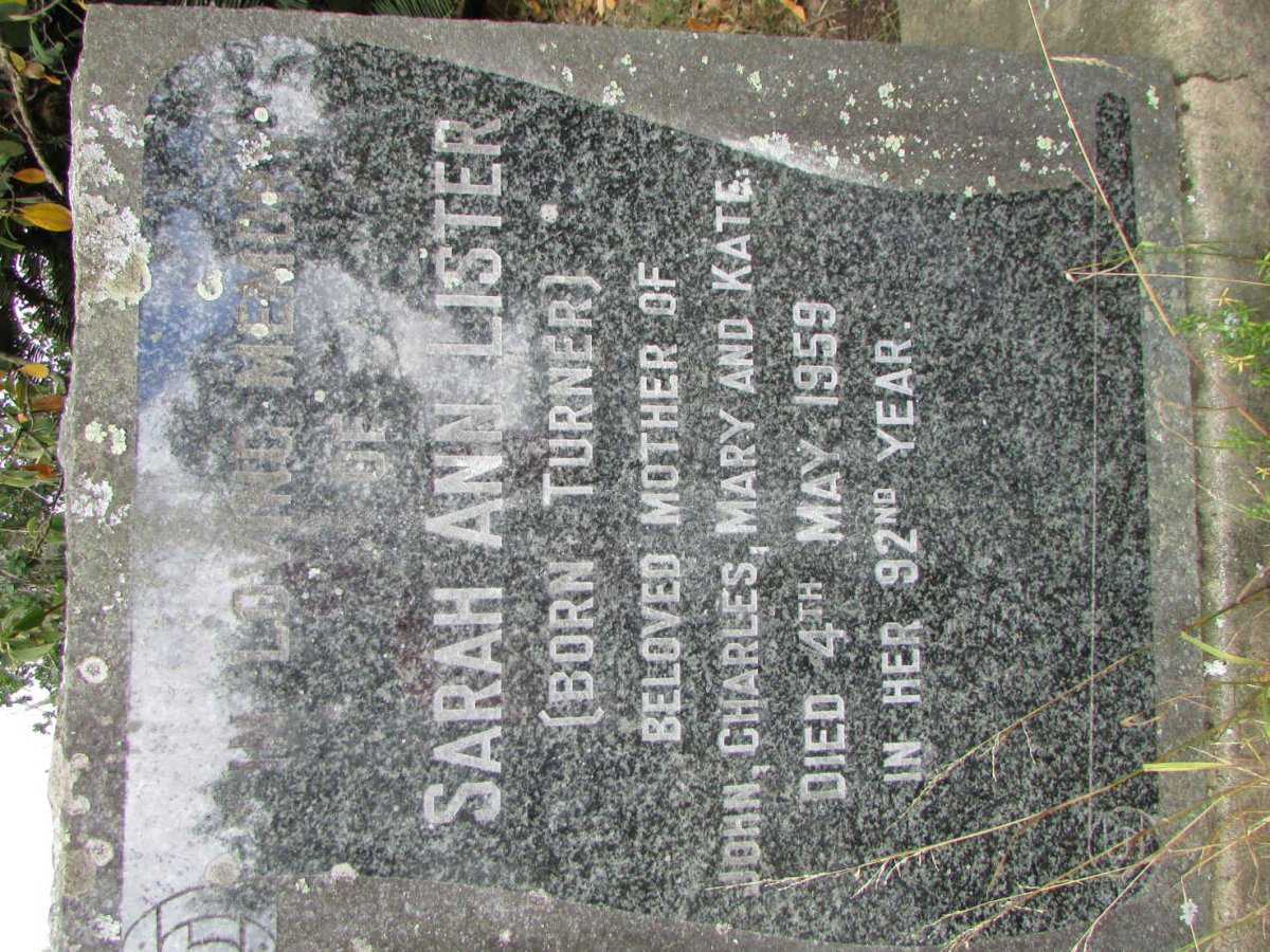 LISTER Sarah Ann nee TURNER -1959