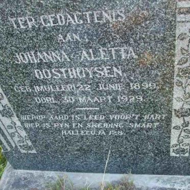 OOSTHUYSEN Johanna Aletta nee MULLER 1899-1929