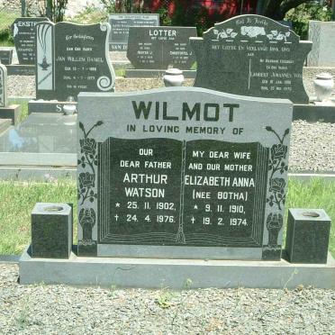 WILMOT Arthur Watson 1902-1976 &amp; Elizabeth Anna BOTHA 1910-1974