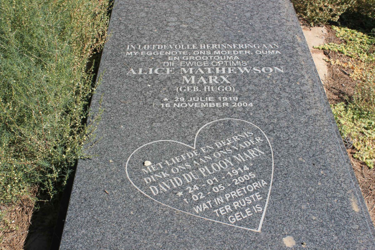 MARX David Du Plooy 1914-2005 &amp; Alice Mathewson HUGO 1919-2004