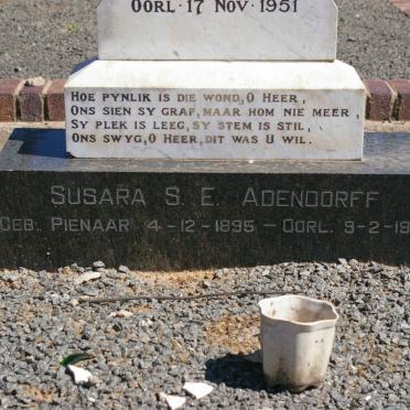 ADENDORFF Christoffel Gideon v. Zyl 1893-1951 &amp; Susara S.E. PIENAAR 1895-1961