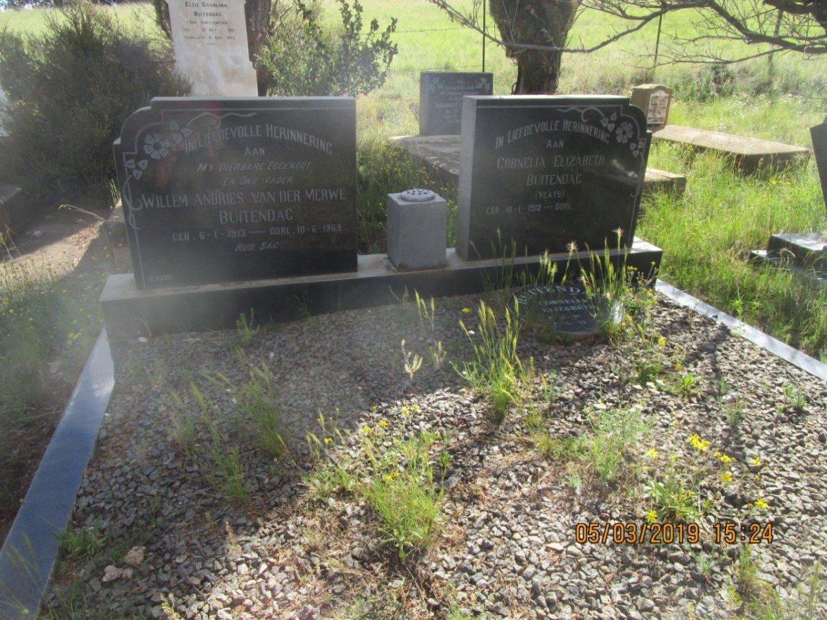 BUITENDAG Willem Andries Van Der Merwe 1913-1969 &amp; Cornelia Elizabeth YEATS 1912-2005