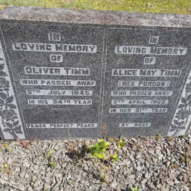 TIMM Oliver -1945 & Alice May PURDON -1962