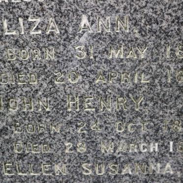 FORD Eliza Ann 1855-1885 :: FORD John Henry 1856-1857