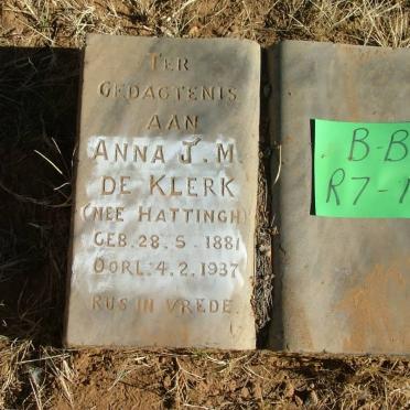 KLERK Anna J.M., de nee HATTINGH 1881-1937
