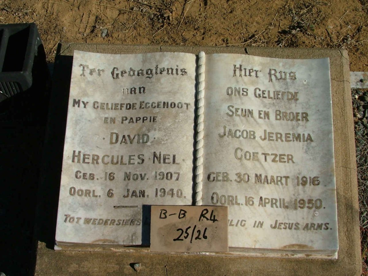 NEL David Hercules 1907-1940 :: COETZER Jacob Jeremia 1916-1950