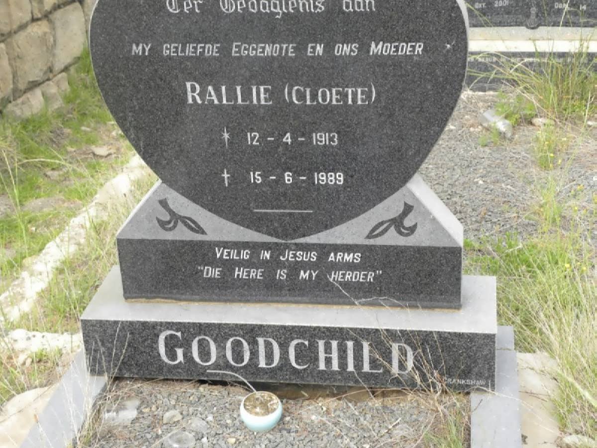 GOODCHILD Rallie nee CLOETE 1913-1989