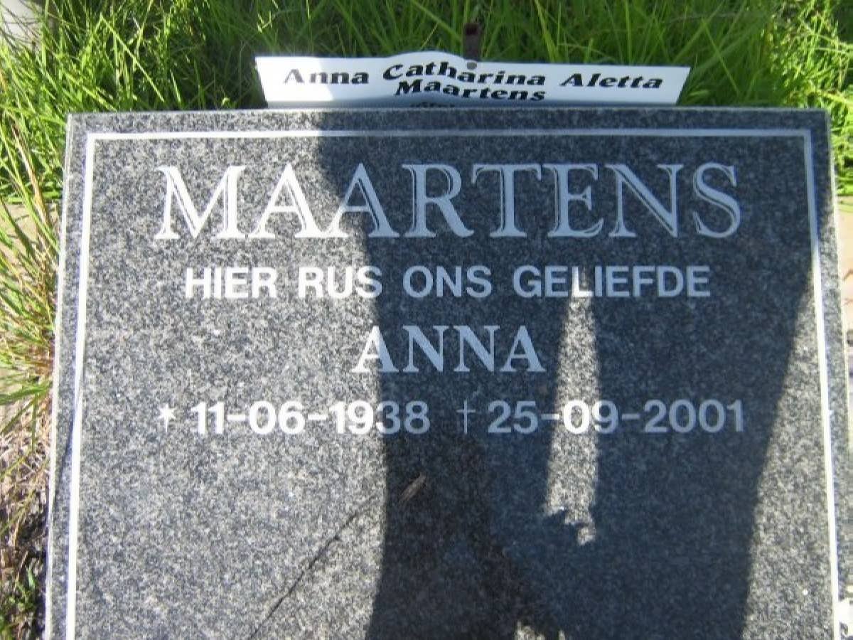 MAARTENS Anna Catharina Aletta 1938-2001
