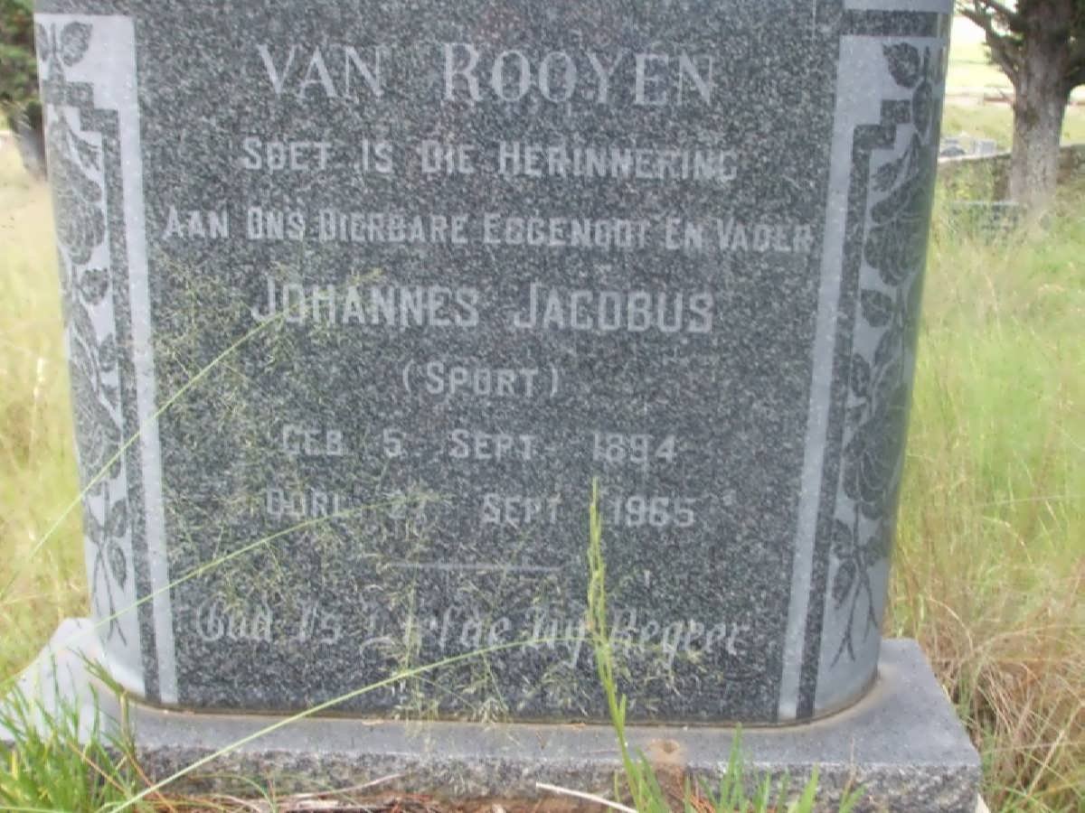 ROOYEN Johannes Jacobus, van 1894-1965