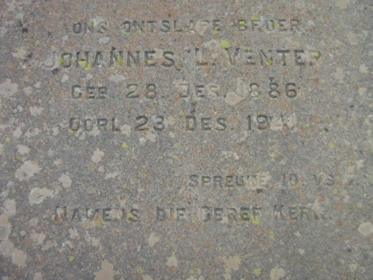 VENTER Johannes L. 1886-1941