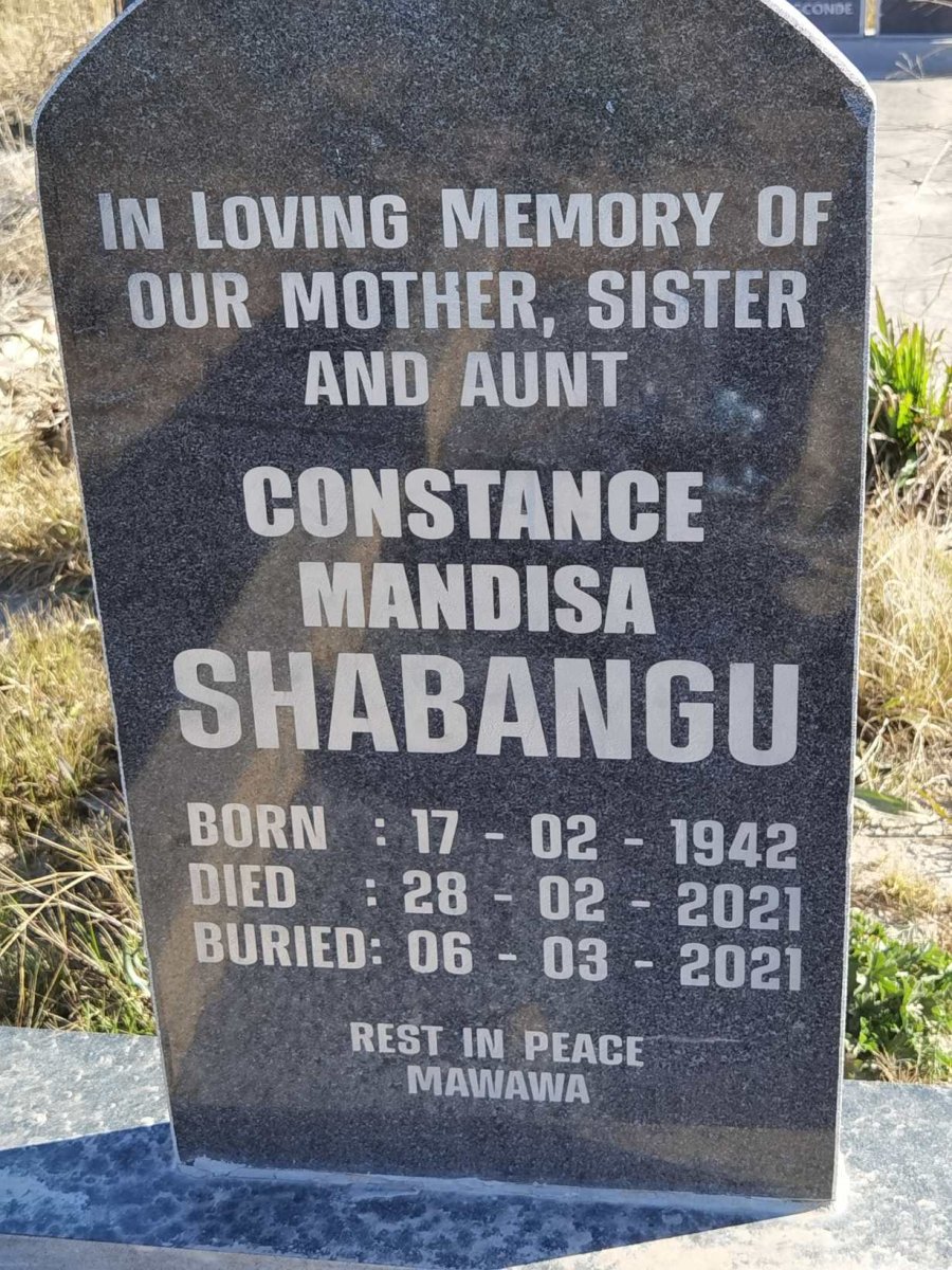 SHABANGU Constance Mandisa 1942-2021