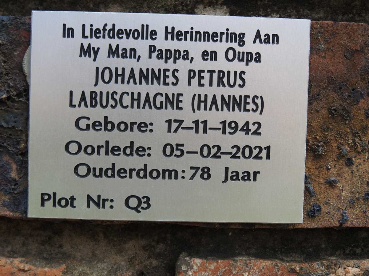 LABUSCHAGNE Johannes Petrus 1942-2021