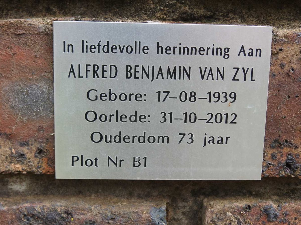 ZYL Alfred Benjamin, van 1939-2012