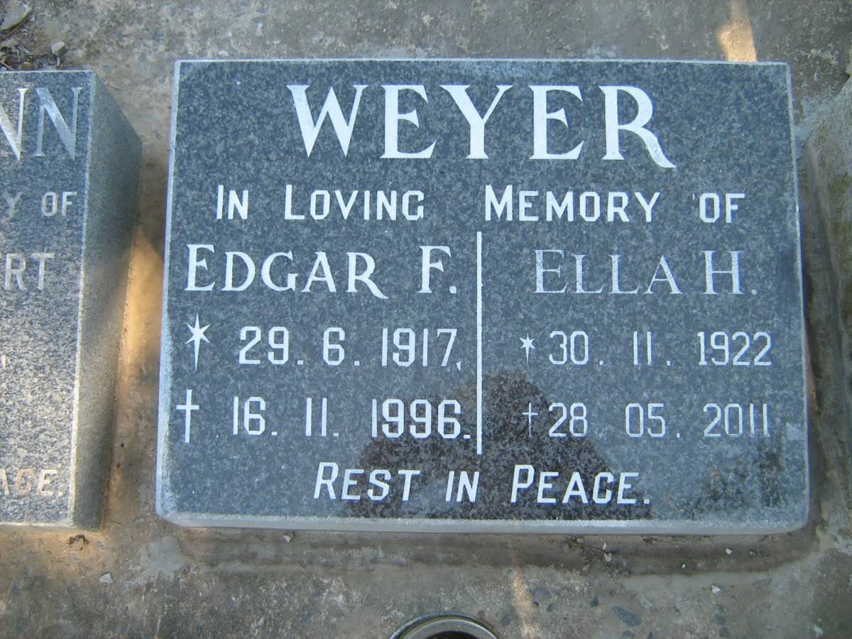 WEYER Edgar F. 1917-1996 &amp; Ella H. 1922-2011