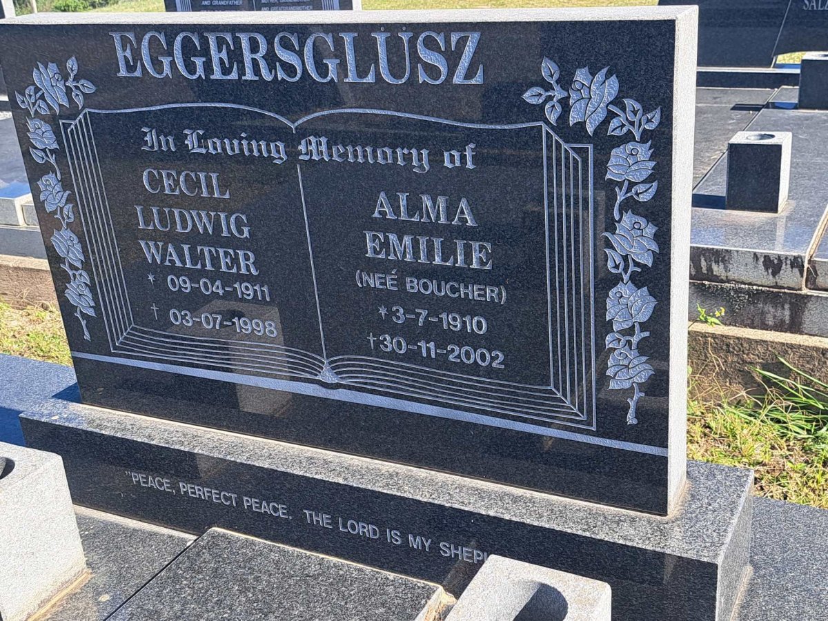 EGGERSGLUSZ Cecil Ludwig Walter 1911-1998 &amp; Alma Emilie BOUCHER 1910-2002