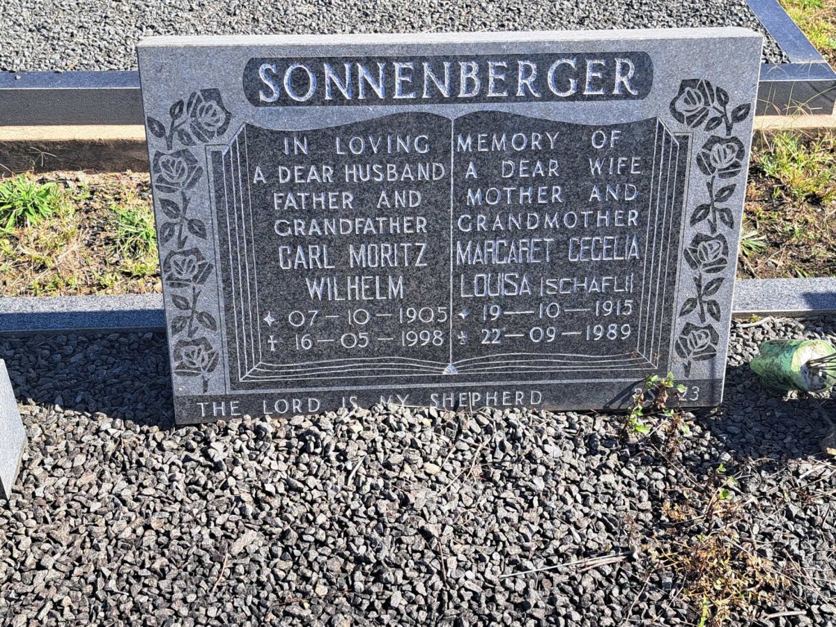 SONNENBERGER Carl Moritz Wilhelm 1905-1998 &amp; Margaret Cecilia Louisa SCHAFLI 1915-1989