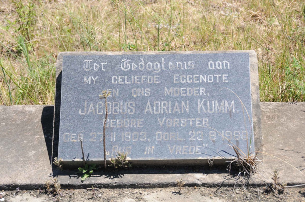 KUMM Jacobus Adrian nee VORSTER 1903-1969