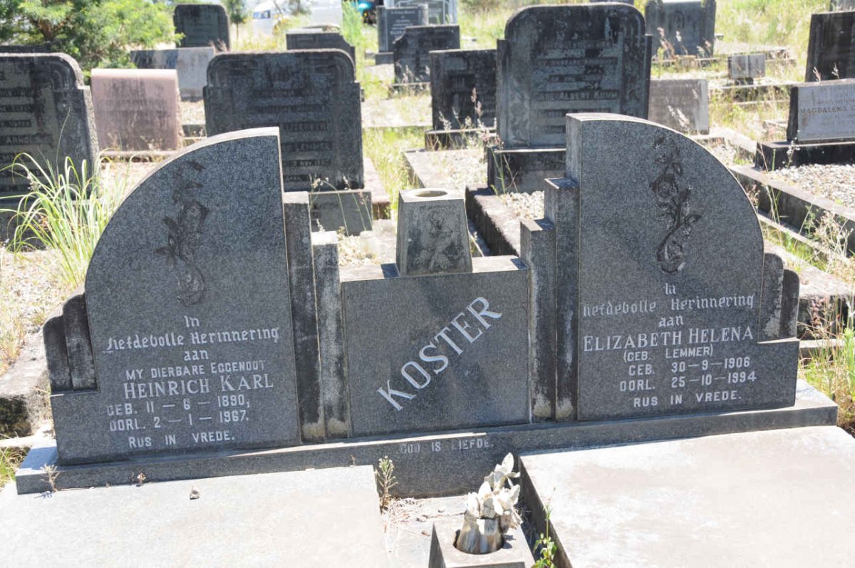 KOSTER Heinrich Karl 1890-1967 &amp; Elizabeth Helena LEMMER 1906-1994