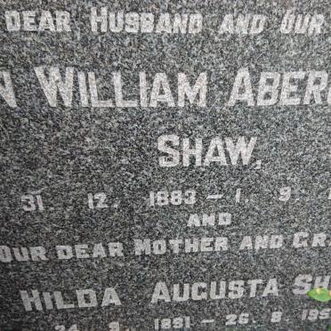 SHAW John William Abercrombie 1883-1953 &amp; Hilda Augusta 1891-1959