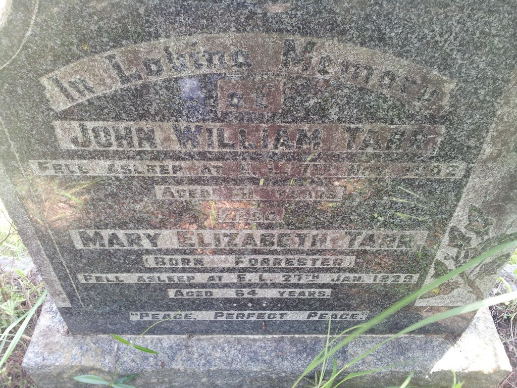TARR John William -1902 &amp; Mary Elizabeth FORRESTER -1929