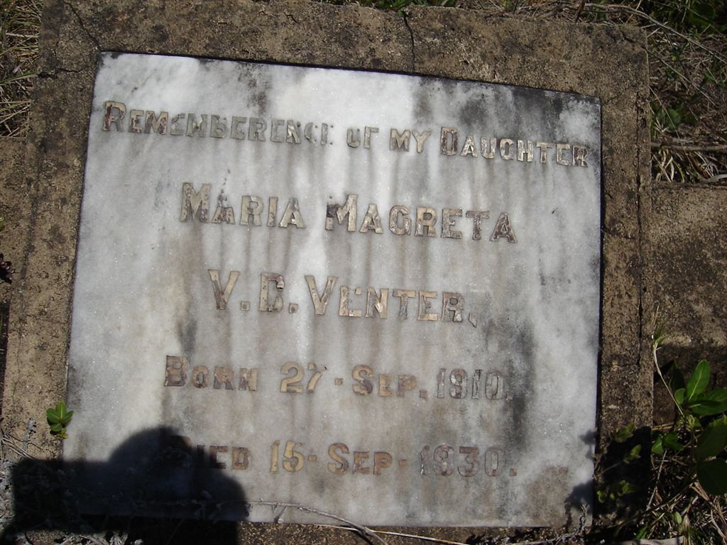 VENTER Maria Magreta V.C. 1910-1930