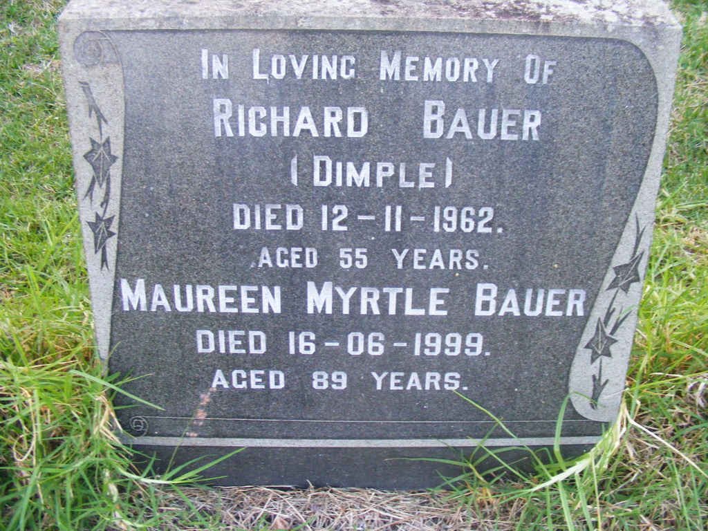 BAUER Richard -1962 &amp; Maureen Myrtle -1999