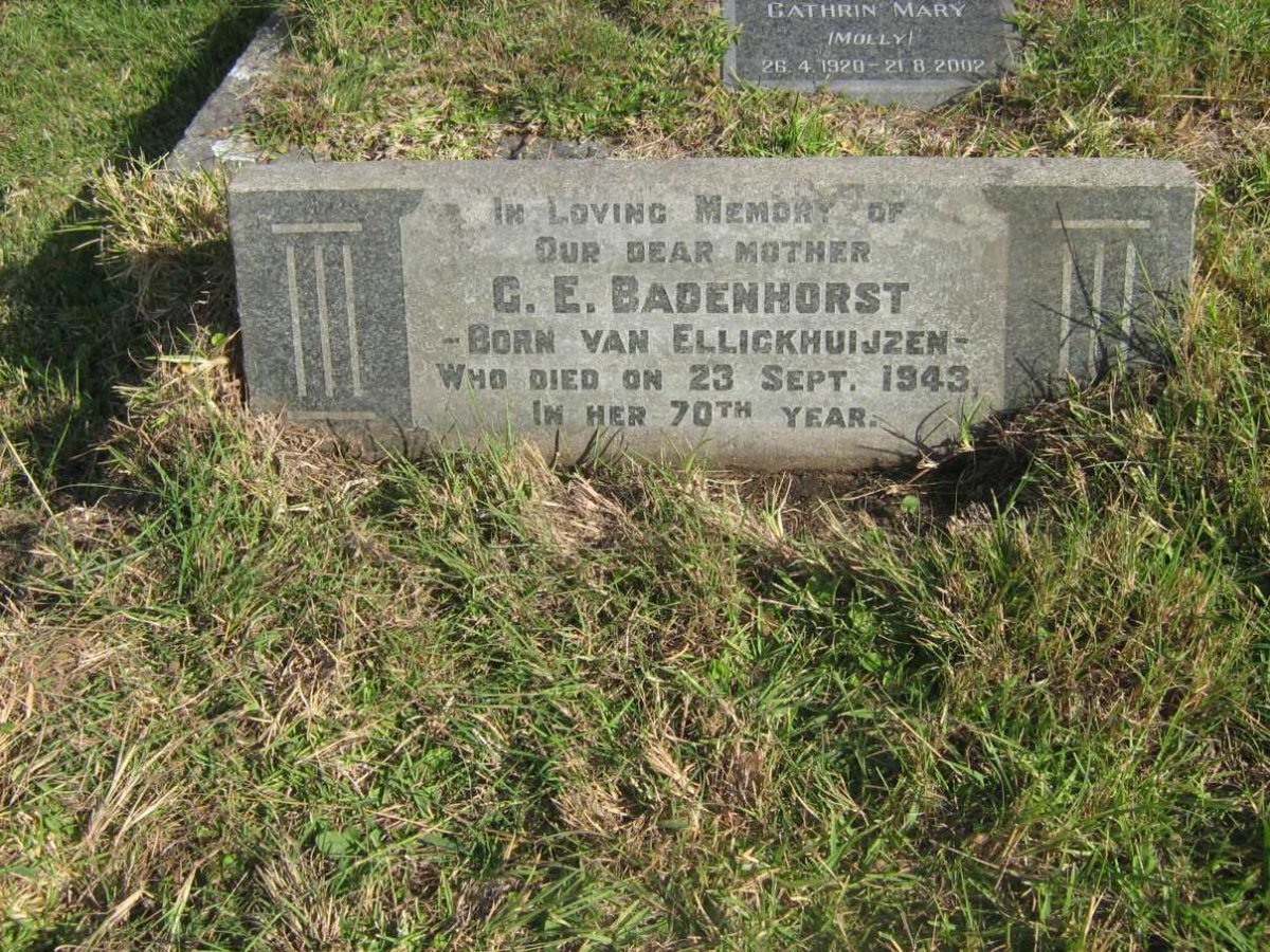 BADENHORST G.E. nee VAN ELLICKHUIJZEN -1943