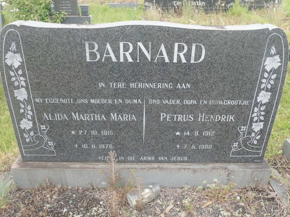 BARNARD Petrus Hendrik 1912-1989 &amp; Alida Martha Maria 1915-1976