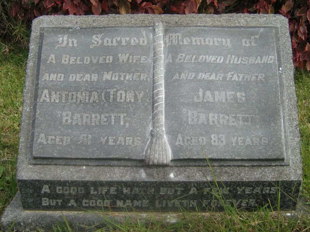 BARRETT James Thomas 1893-1976  &amp; Antonia Augusta GREEN -1948