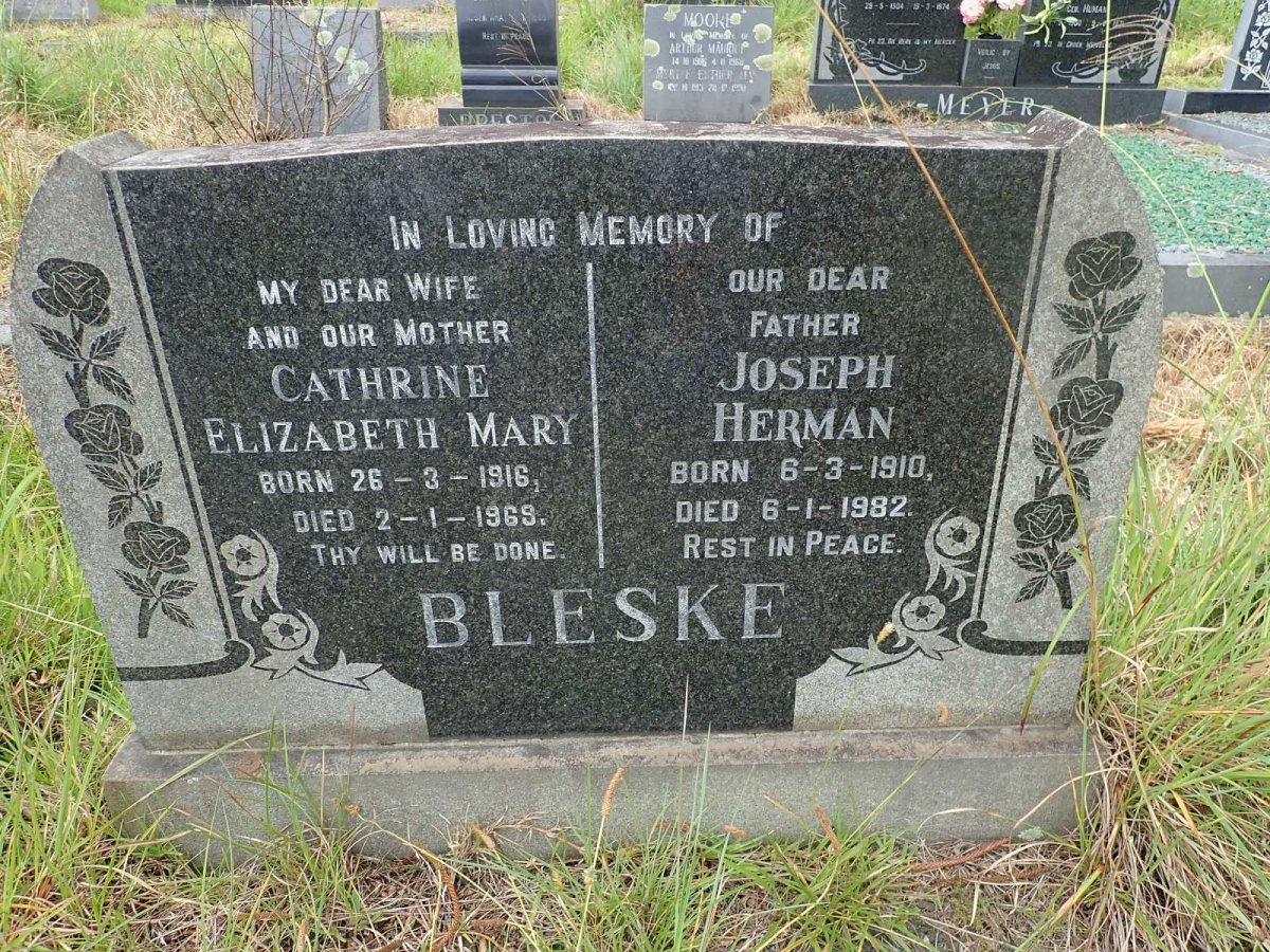 BLESKE Joseph Herman 1910-1982 &amp; Cathrine Elizabeth Mary 1916-1969