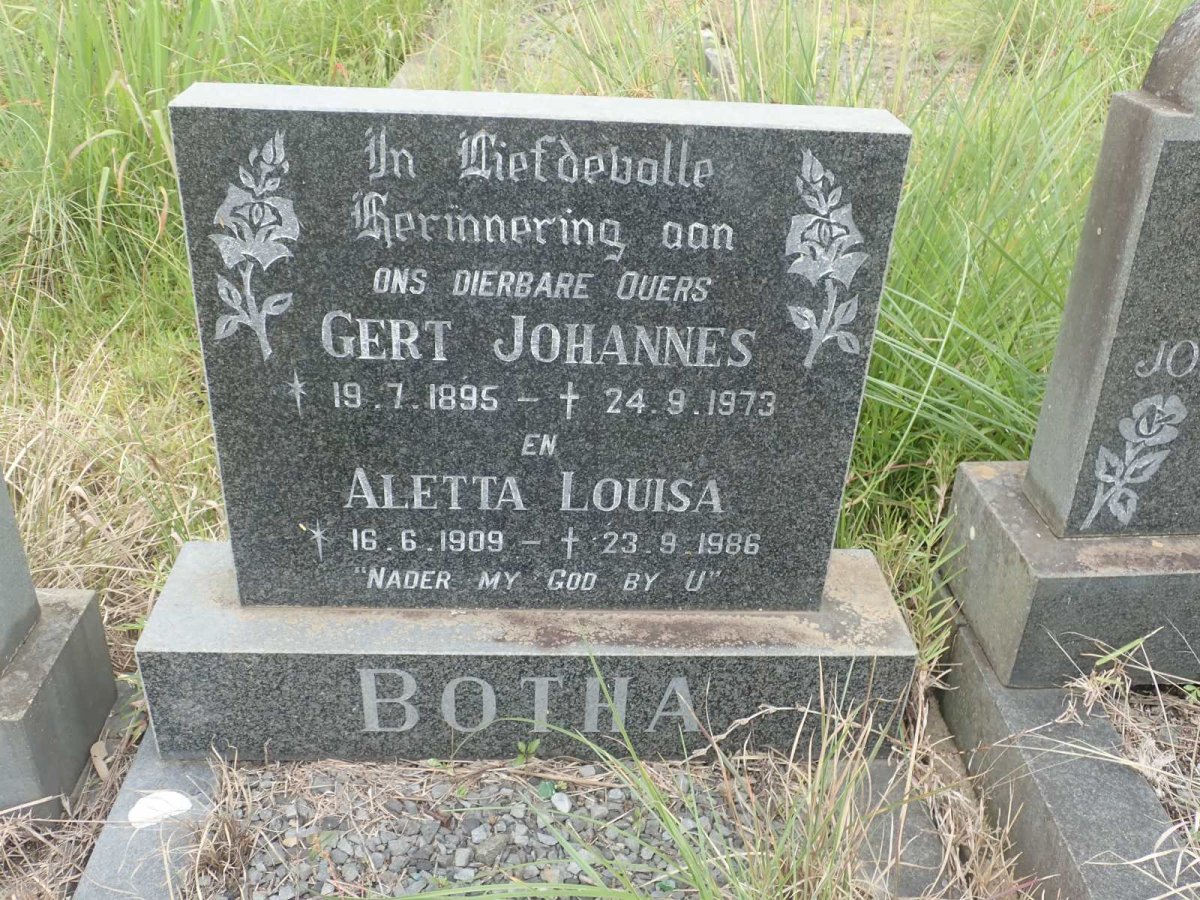 BOTHA Gert Johannes 1895-1973 &amp; Aletta Louisa 1909-1986