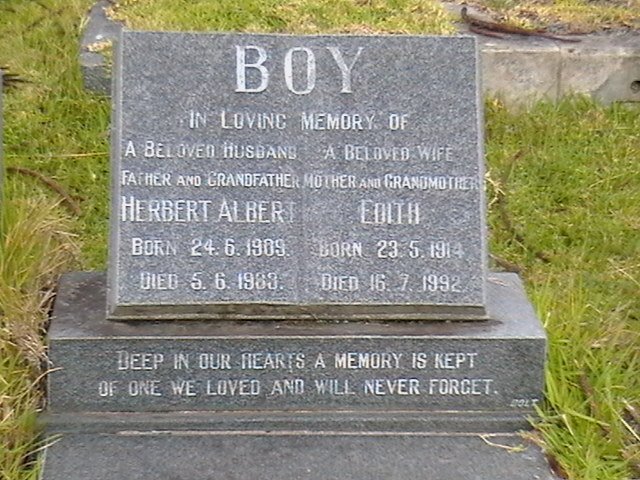 BOY Herbert Albert 1909-1983 &amp; Edith 1914-1992