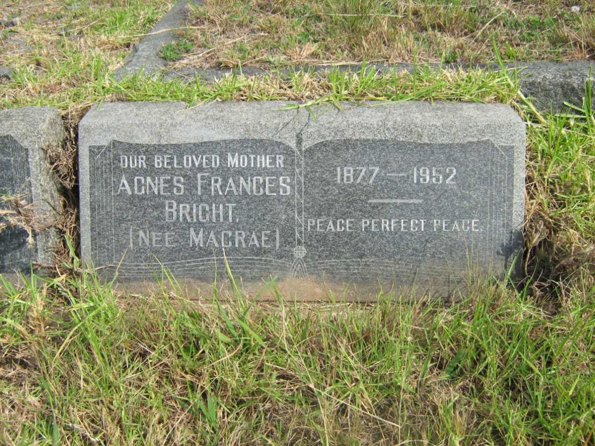 BRIGHT Agnes Frances nee MACRAE 1877-1952