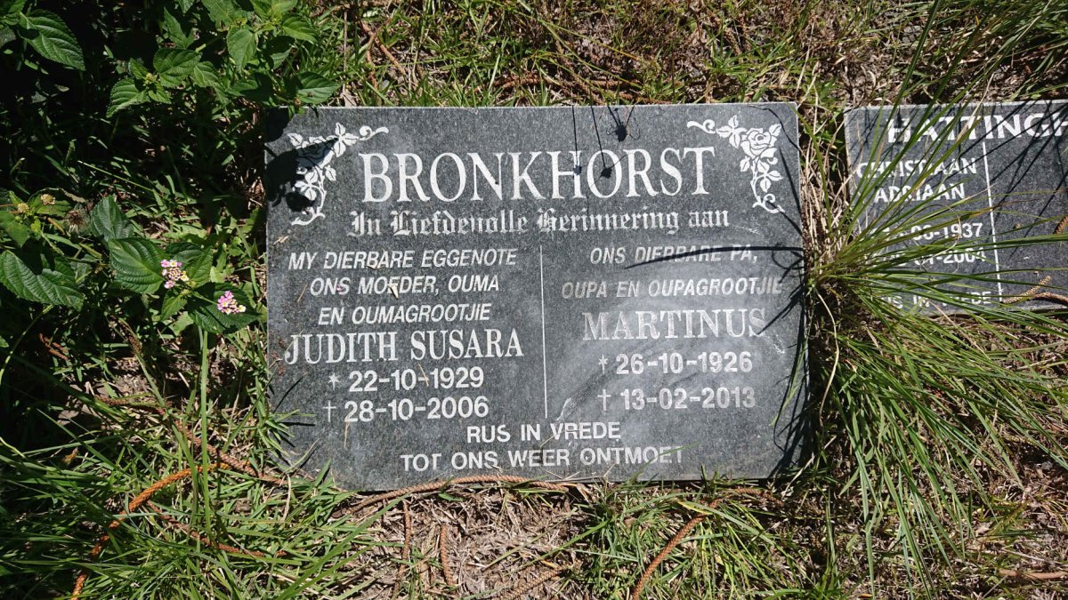 BRONKHORST Martinus 1926-2013 &amp; Judith Susara 1929-2006