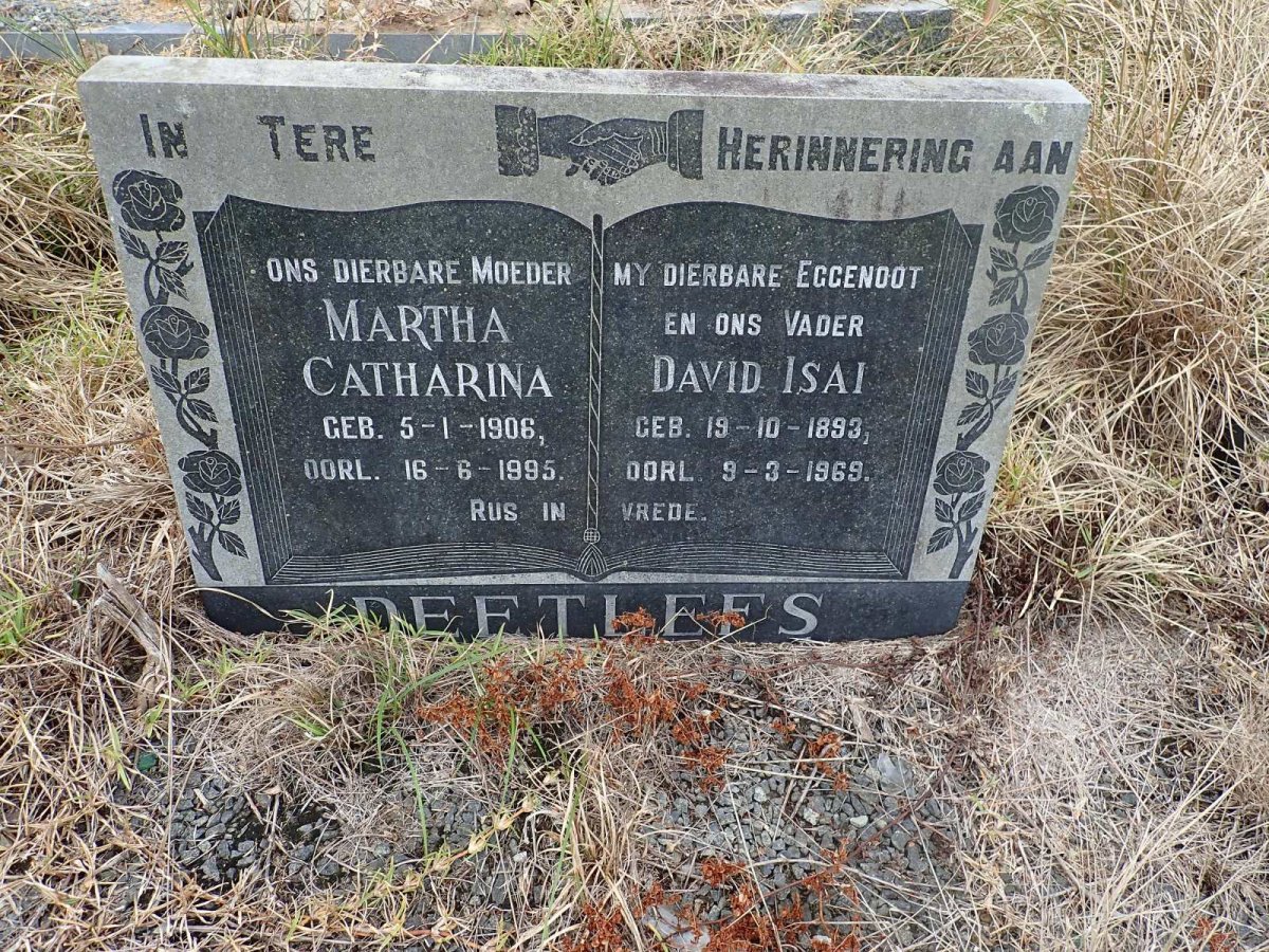 DEETLEFS David Isai 1893-1969 &amp; Martha Catharina 1906-1995