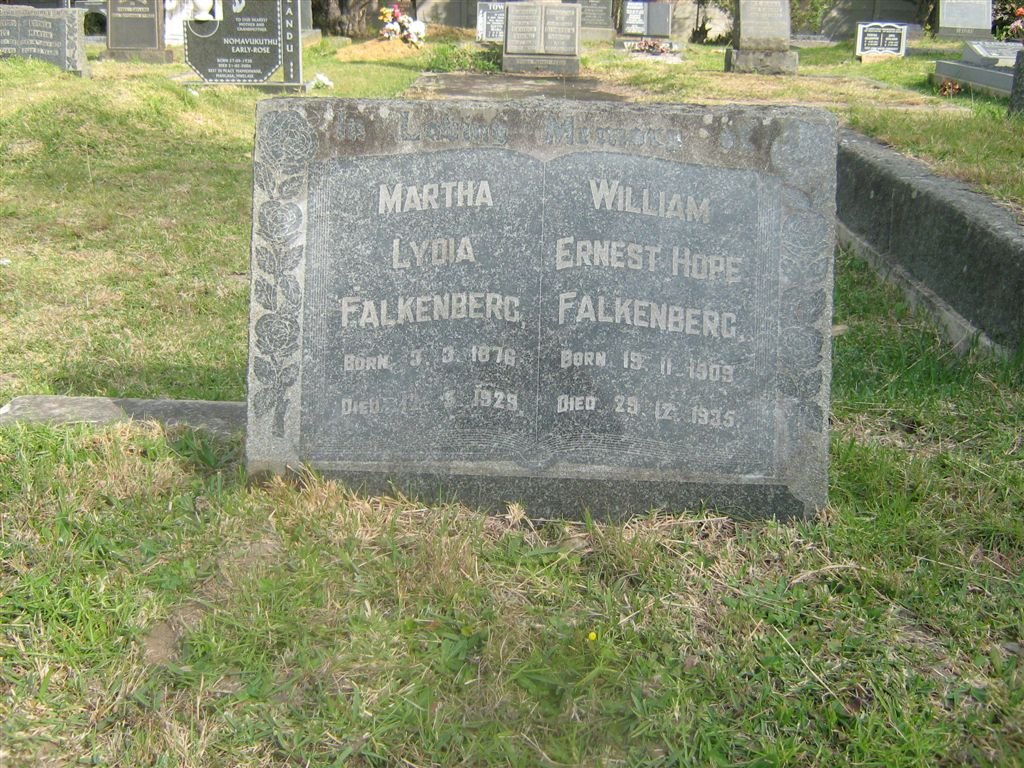 FALKENBERG Ernest Hope 1909-1935 &amp; Martha Lydia 1876-1909 