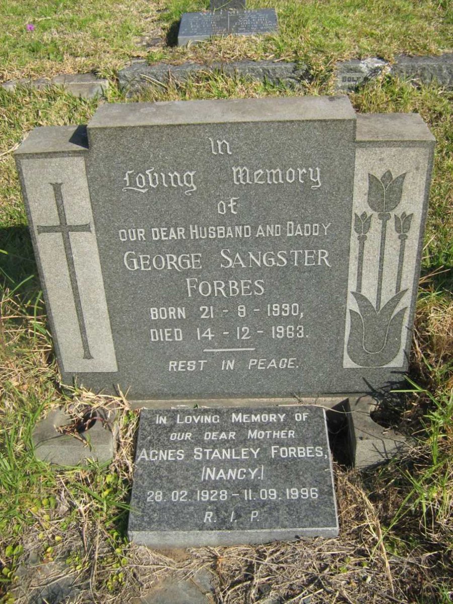 FORBES George Sangster 1930-1963 &amp; Agnes Stanley 1928-1996