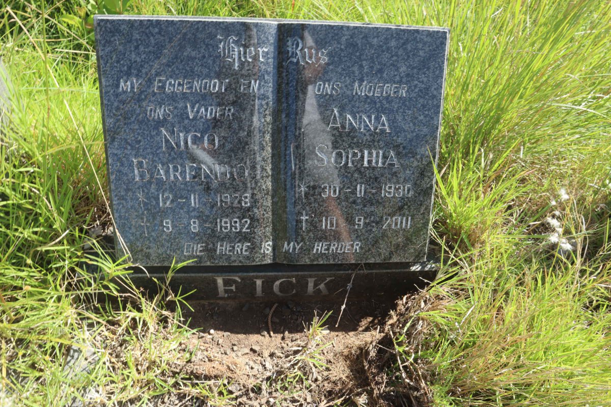 FICK Nico Barendo 1928-1992 &amp; Anna Sophia 1930-2011