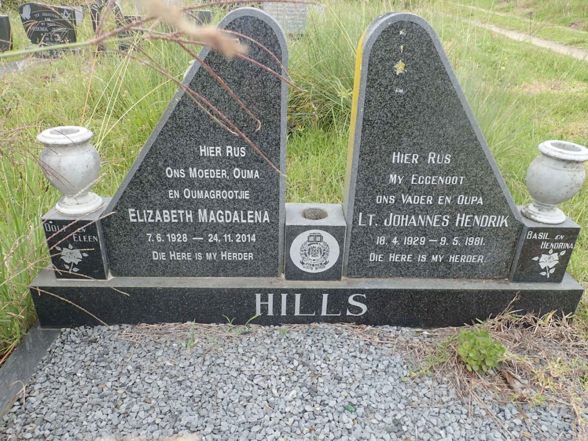 HILLS Johannes Hendrik 1929-1981 &amp; Elizabeth Magdalena 1928-2014