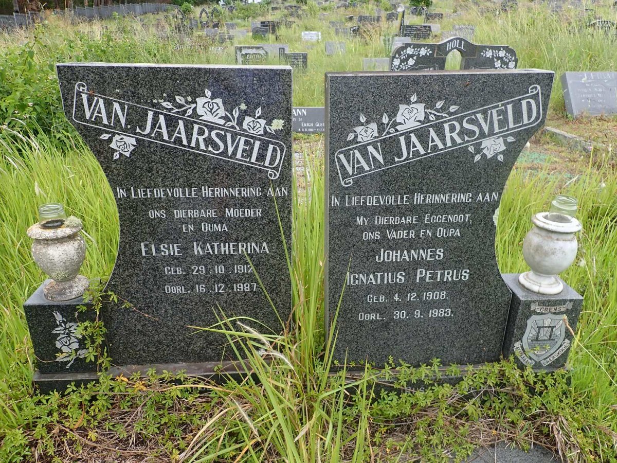 JAARSVELD Johannes Ignatius Petrus, van 1908-1983 &amp; Elsie Katherina 1912-1987