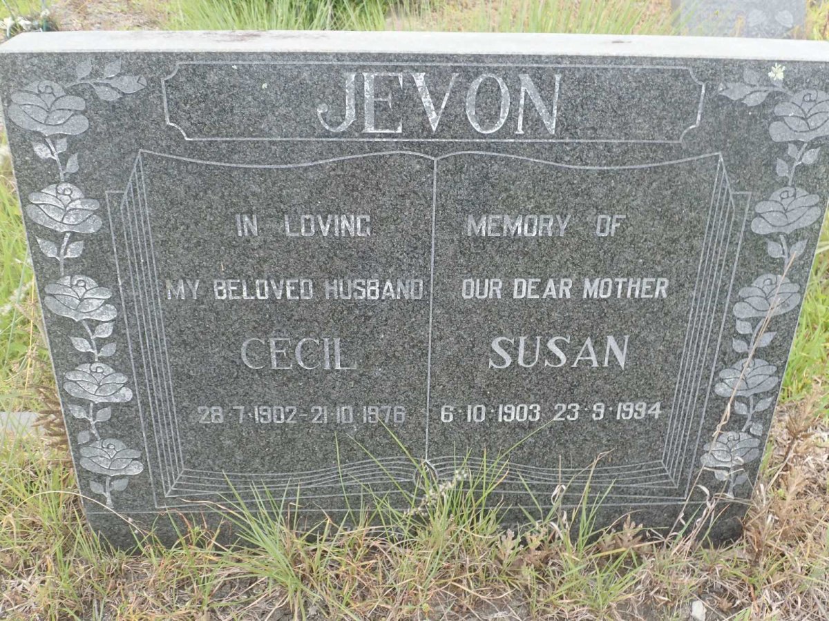 JEVON Cecil 1902-1976 &amp; Susan 1903-1994