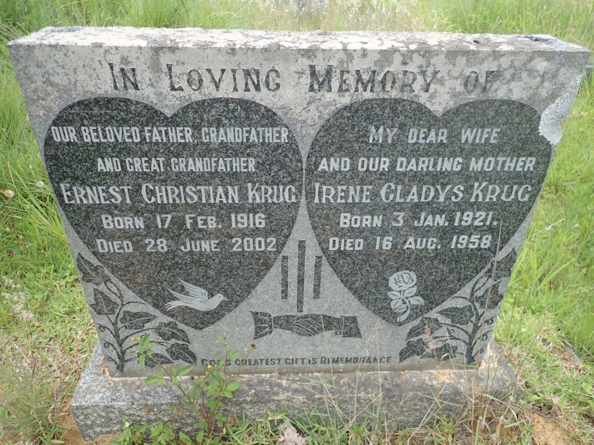 KRUG Ernest Christian 1916-2002 &amp; Irene Gladys 1921-1958