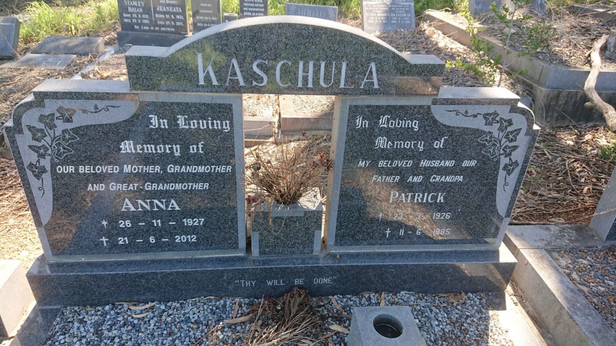 KASCHULA Patrick 1926-1985 &amp; Anna 1927-2012