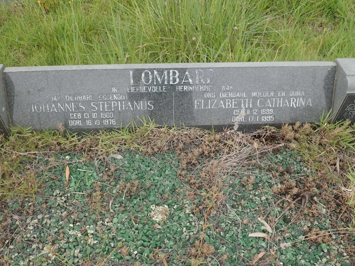 LOMBARD Johannes Stephanus 1900-1976 &amp; Elizabeth Catharina 1899-1995