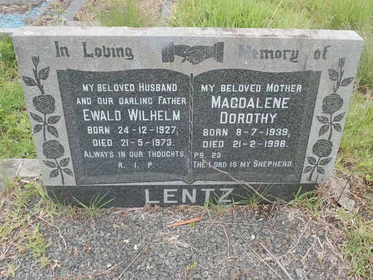 LENTZ Ewald Wilhelm 1927-1973 &amp; Magdalene Dorothy 1939-1998