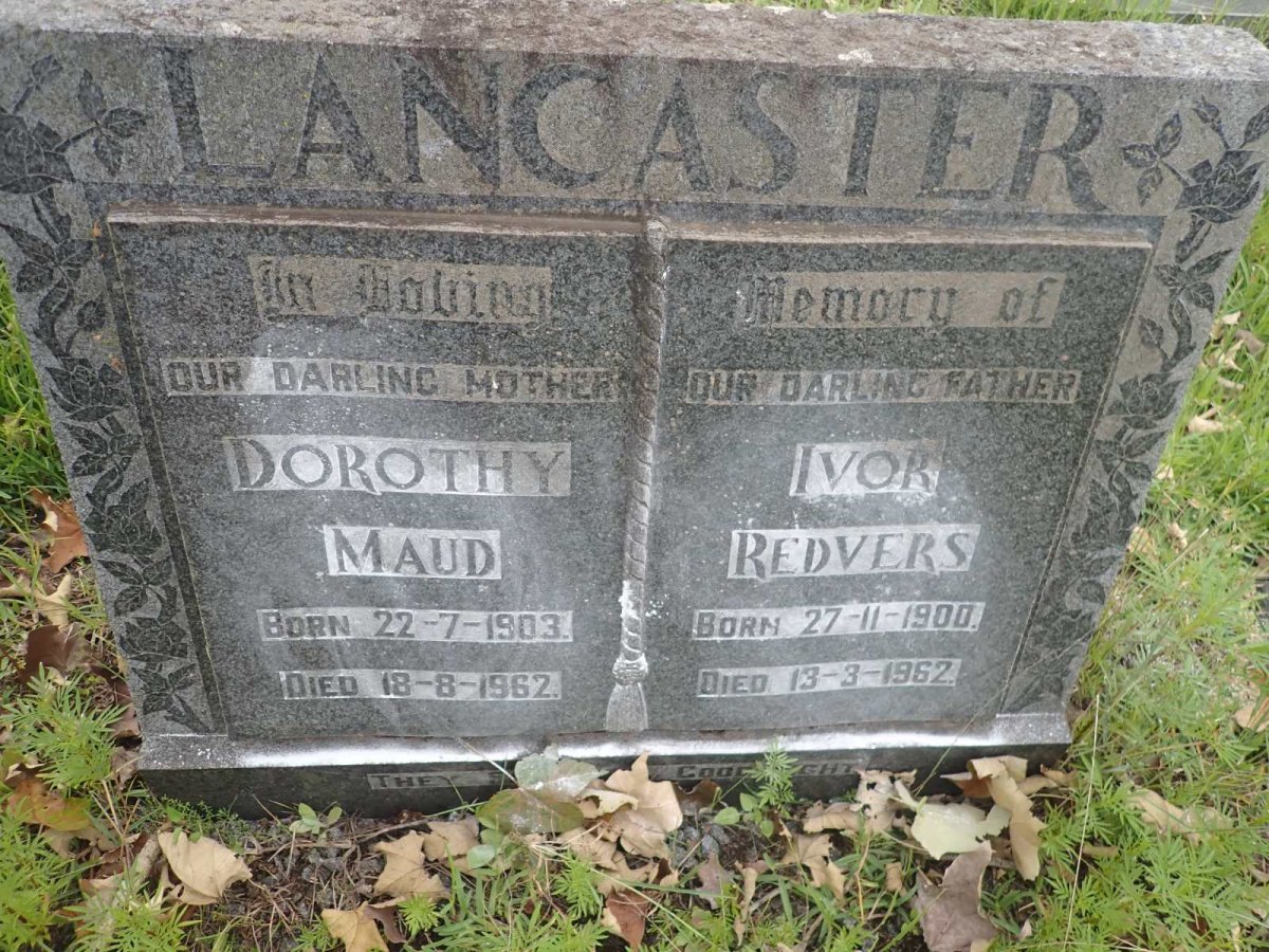 LANCASTER Ivor Redvers 1900-1962 &amp; Dorothy Maud 1903-1962