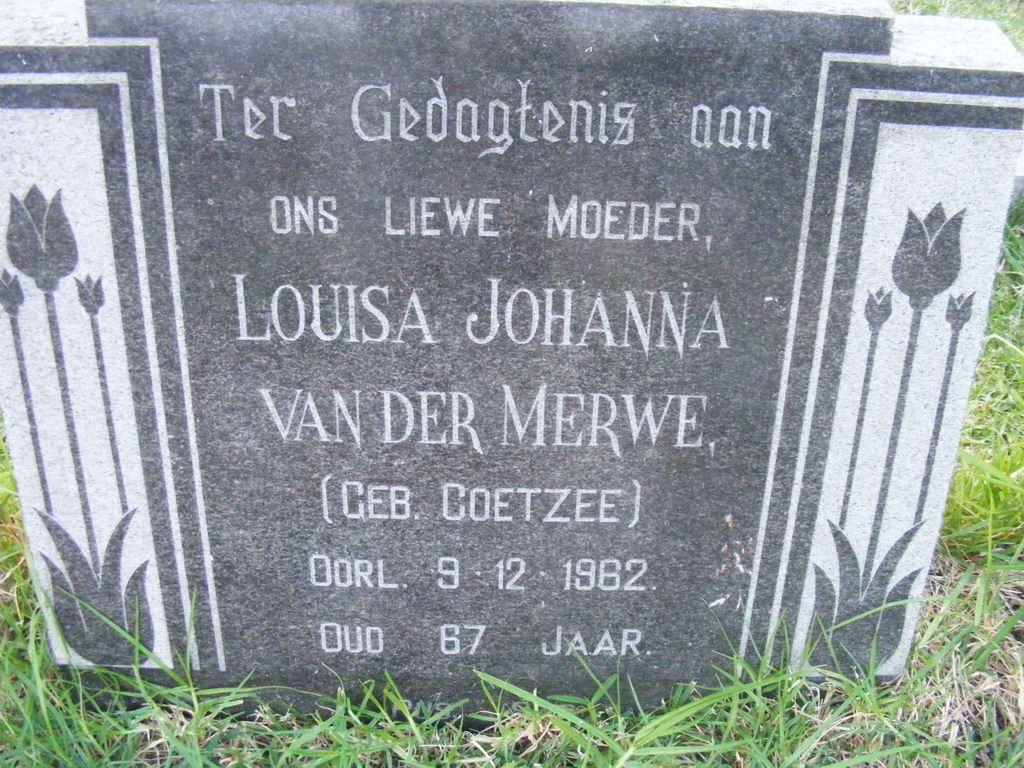 MERWE Louisa Johanna, van der nee COETZEE -1962