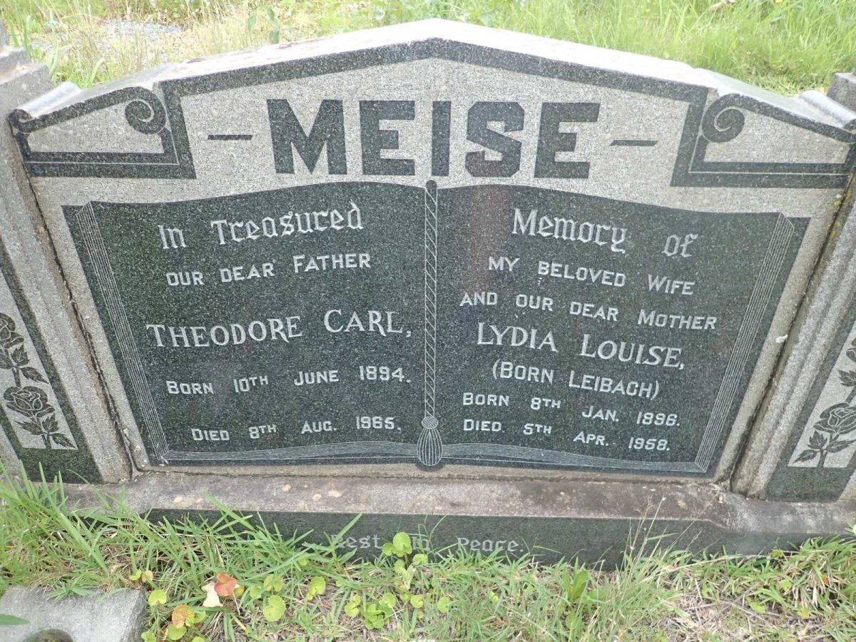 MEISE Theodore Carl 1894-1965 &amp; Lydia Louise LEIBACH 1896-1958