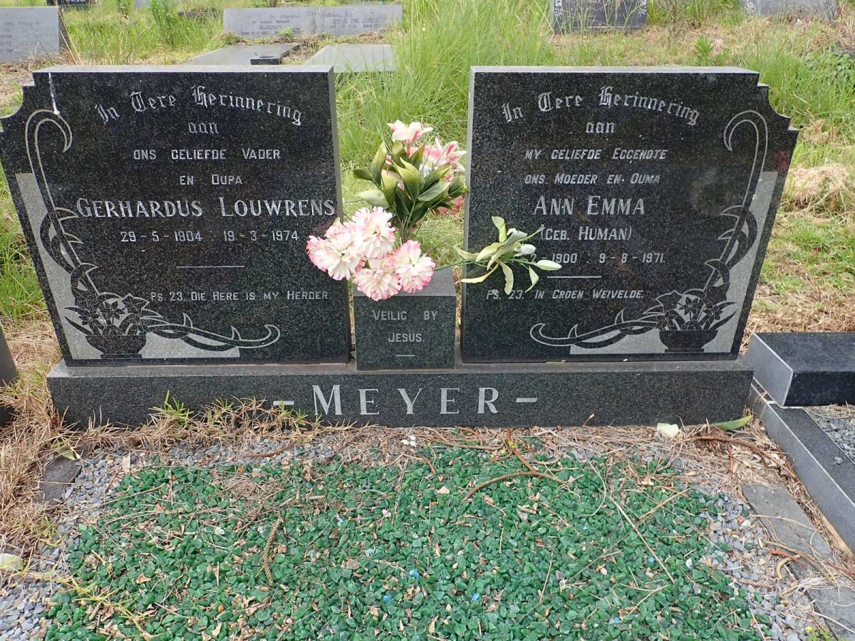 MEYER Gerhardus Louwrens 1904-1974 &amp; Ann Emma HUMAN 1900-1971