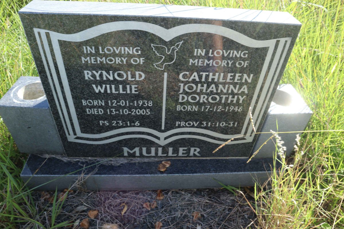 MULLER Rynold Willie 1938-2005 &amp; Cathleen Johanna Dorothy 1946-